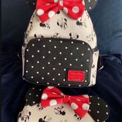 Minnie Mouse Loungefly Backpack And Wallet Set