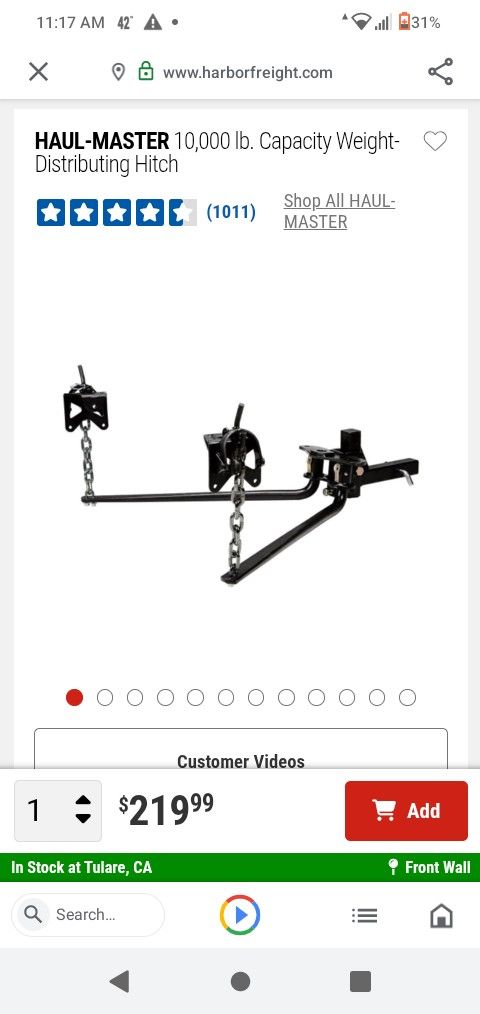 10,000 Lb Haul Master Weight Distributing Tow Hitch