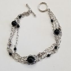 Sterling Silver and Onyx Bracelet 