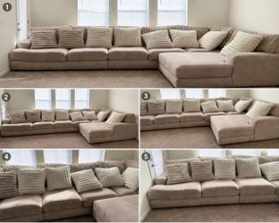 Large Luxury Sectional Sofa w/ Chaise + Pillows – Excellent Condition