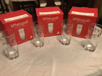 BRAND NEW—-Pfaltzgraff winterberry collection set of 12 tall glass coolers. Pick up in Riverside Illinois.