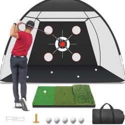Golf Net, 10x7FT with Golf Practice Mat X(215)