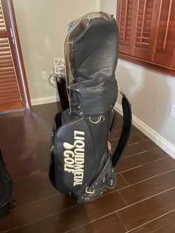 (Rare) Liquid Metal Dark Blue Leather Golf Bag w/ 6-Way Divider (LQQK)
