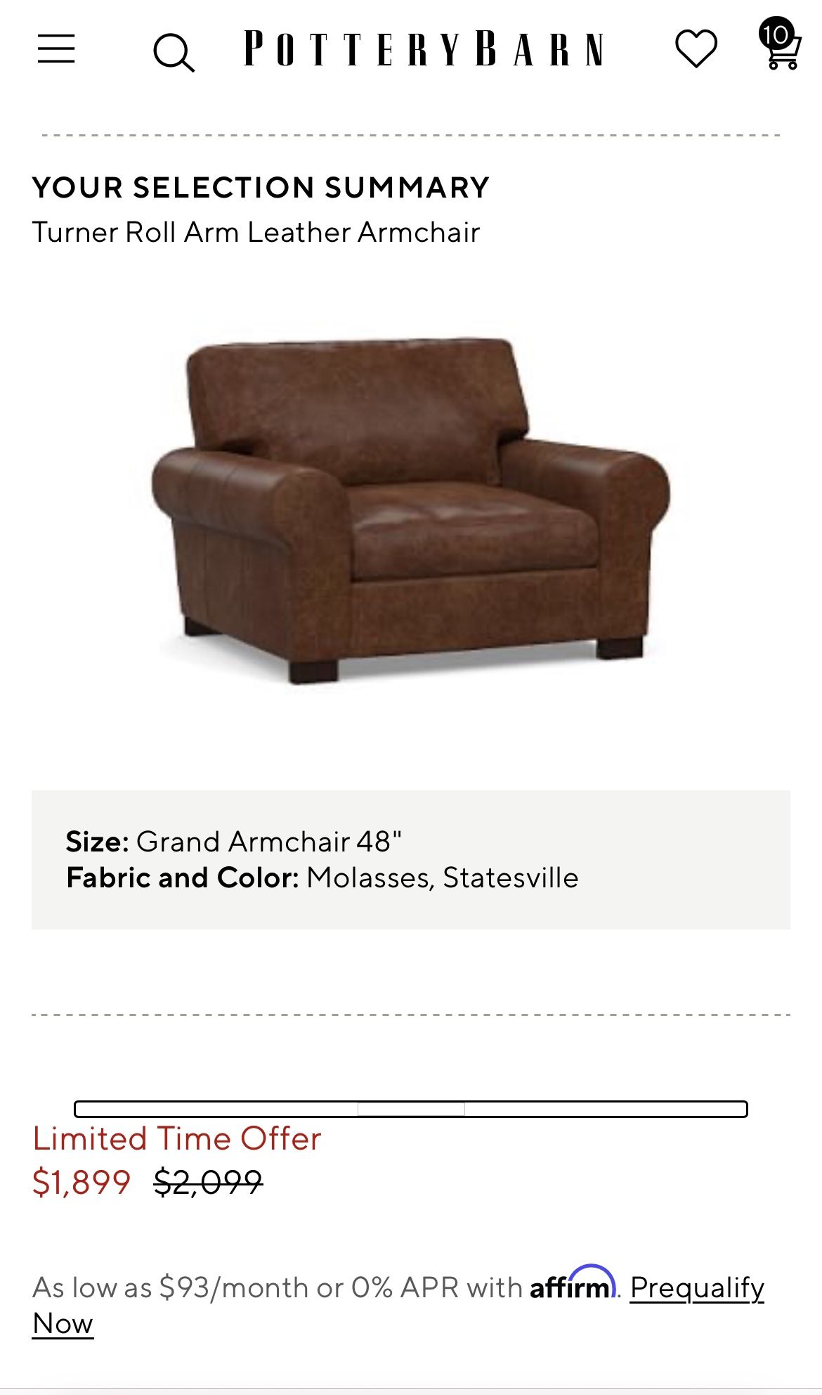 Pottery Barn Leather Chair