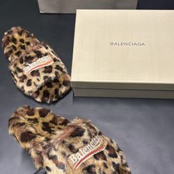 Balenci Leopard Print Slides 