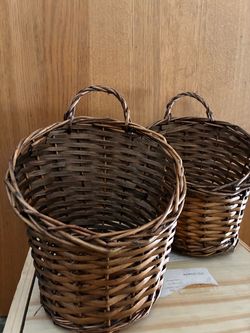 Wicker Baskets with Handles Set of 2