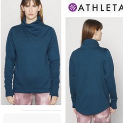 Athleta Cozy Karma Twist Neck Sweatshirt, Women's Size S, Blue, Excellent
