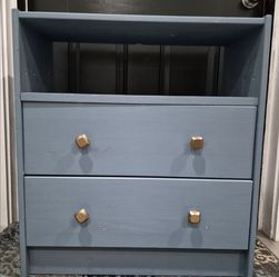 Blue Wooden Nightstand / Small Shelf w/ 2 Drawers