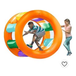 HearthSong Roll With It 2.0 Giant 67" Inflatable Rainbow Land Roller Wheel for Kids