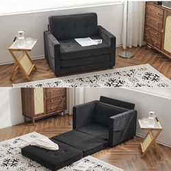 Sleeper Chair Bed Dark Gray Black 
