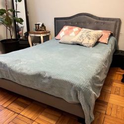 Velvet Upholstered Platform Bed Frame.