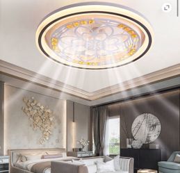 LYNICESHOP Flower Ceiling Fans with Lights, 19.7 Inch Modern Ceiling Fan with Light Dimmable LED Chandelier Lamp Remote Lamp Fixture Flush Mount Ceili