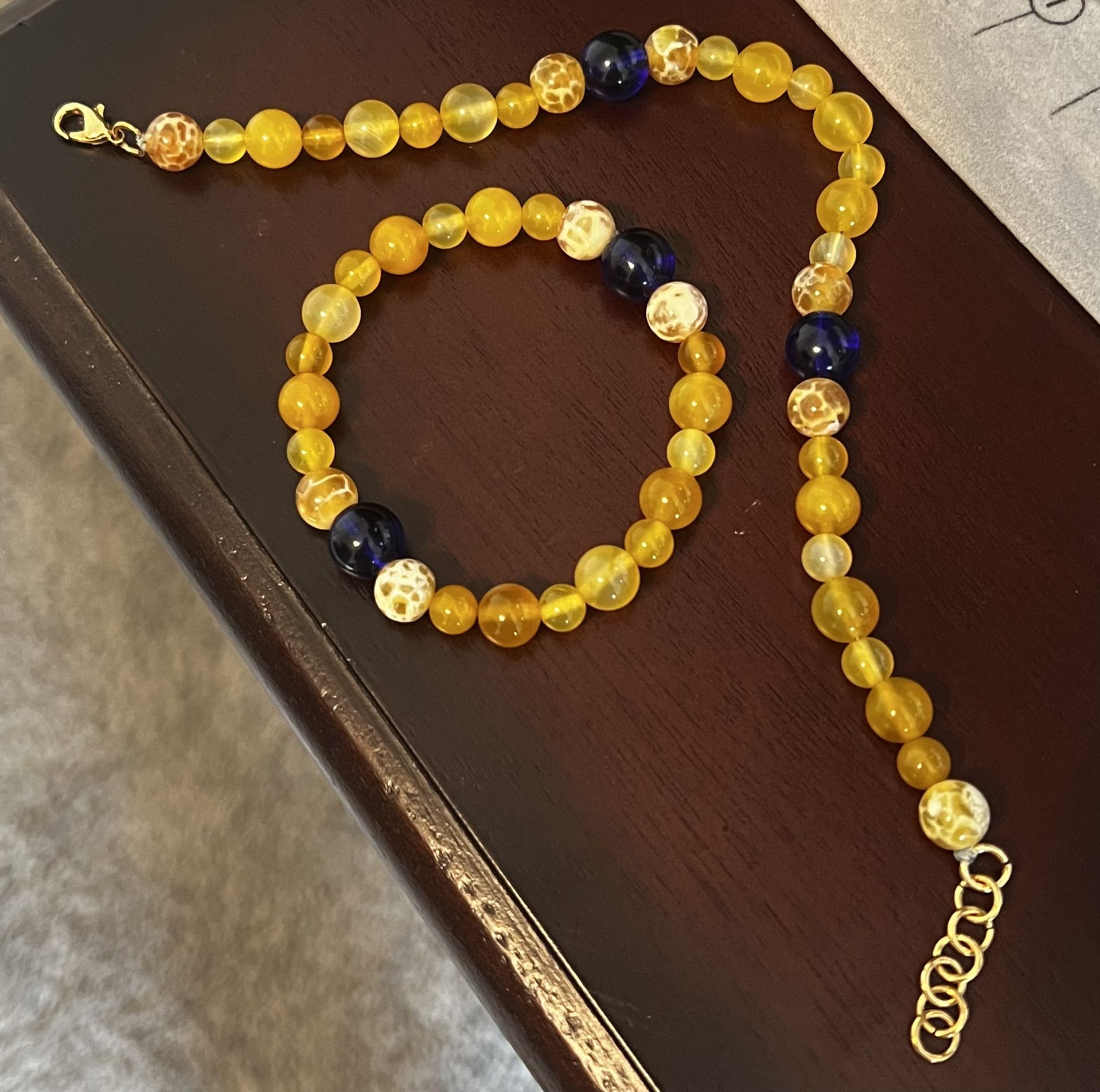 Yellow Agate Anklet/Bracelet Set