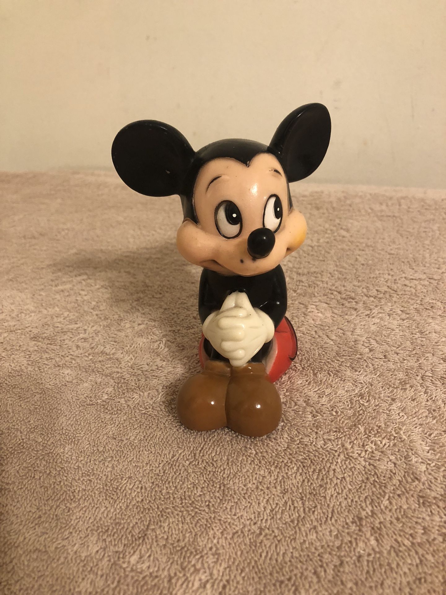 Vintage Walt Disney Productions Mickey Mouse Squeak Toy 4 1/2” Tall Works