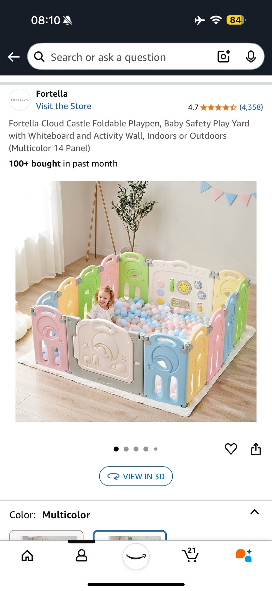 Fortella Cloud Castle Foldable Playpen, Baby Safety Play Yard with Whiteboard and Activity Wall
