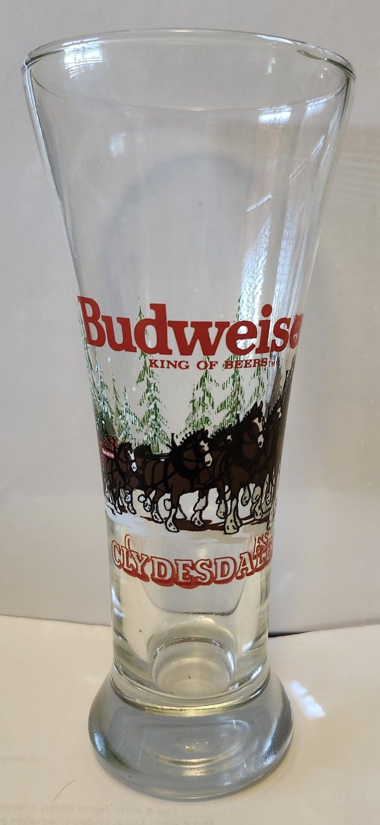Vintage 1988 Budweiser Clydesdales Glass Pilsner