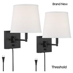 Brand New In Sealed Box 360 Lighting Modern Swing Arm  Wall Lamps Set Of 2 