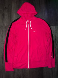 Vintage Nike Women's Hot Pink Icon Small Swoosh Zip Hoodie Hooded Jacket XL