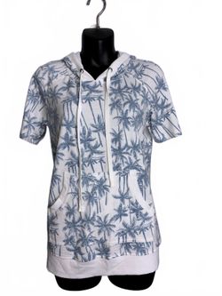Jane and Delancey Women's S Palm Tree Print Short Sleeve Hoodie NEW
