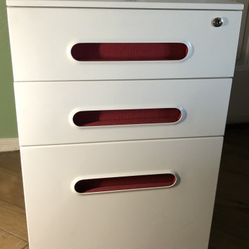Cabinet, file, small (metal) with key, 3 drawers