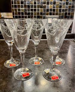 Vintage 1980s Gorham Fine Crystal Wine Glasses Set of 5