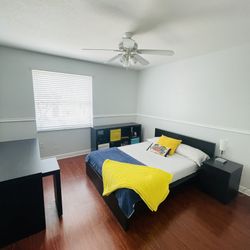 Full Bedroom Set With Desk and Bookahelves