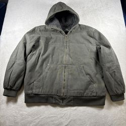 Vintage GH Bass Men’s 2XL Faded Black Hooded Workwear Jacket Sherpa Lined Heavy