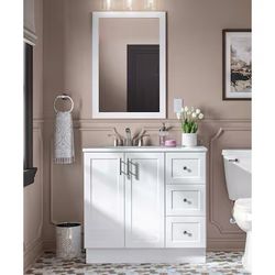 Style Selections Davies 36-in White Single sink Bathroom Vanity No Mirror