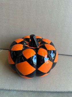 Halloween Decorations Ceramic Pumpkin Lot Black Cat Trick or Treat Planter
