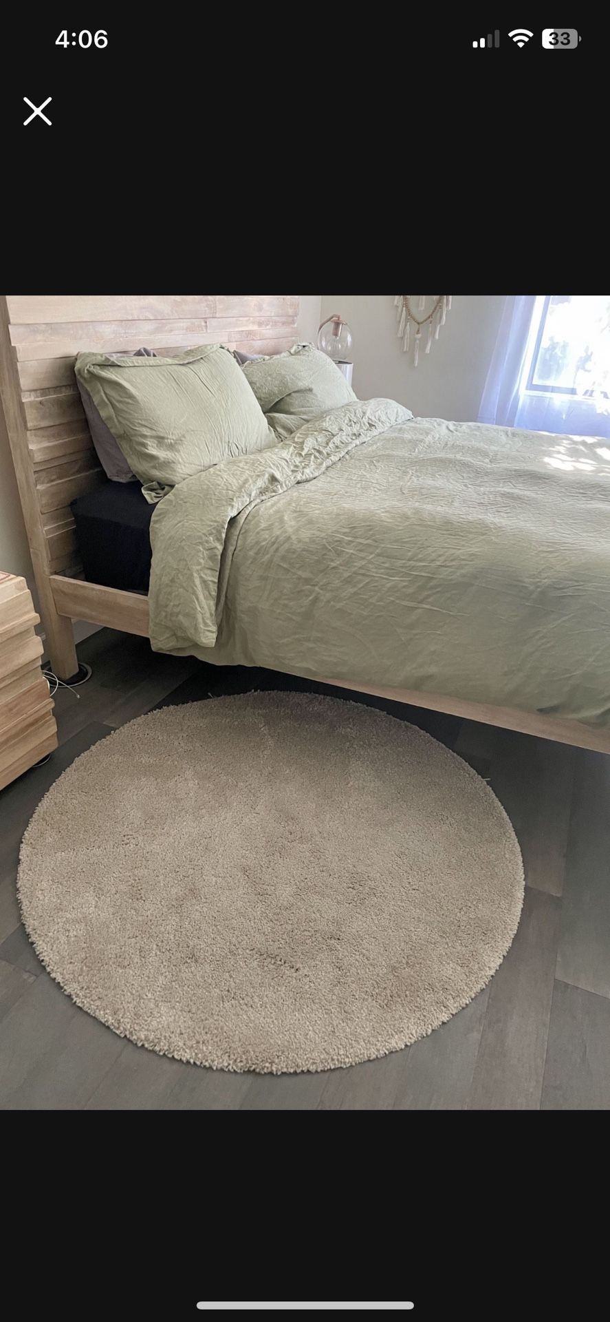 2 Side Bed Round Beige Rugs