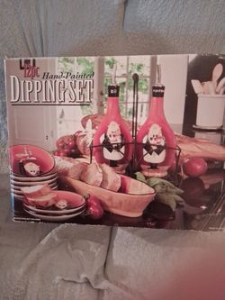 Vintage Certified International 12-Piece Chef Dipping Set - NEW IN BOXTracy Flickinger Fat Chef 12 Pc Ceramic Bread Dipping Set