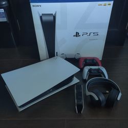 PS5 + 1 TB internal SSD + controller + headphones+ charging station