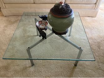 Contemporary Chrome X Base Glass Coffee Table