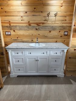 60” Luxury Single Vanity | KOHLER Cast-Iron Sink | Purple & Gray Granite