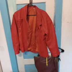 Womens Large Red Leather Jacket