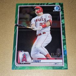 Mike Trout. 2020. Bowman Chrome. Green. 2020 Stamped. #55/99. MLB. Los Angeles 