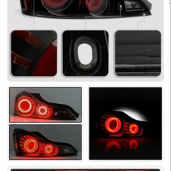 Fit 08-13 G37 14-15 Q60 Coupe Black Smoked LED Tube Style Tail Brake Lights