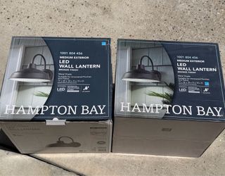 Hampton Bay 10 in. Bronze Integrated LED Barn Light Hardwired Outdoor Wall Light Lantern Sconce
