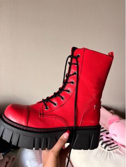 Dolls kill red and black boots