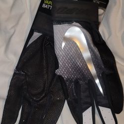 Brand New Nike Vapor Elite Batting Gloves Wrap
Around Wrist Black White Metallic Silver Men Sizes Large,  XL