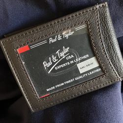 New Dark Brown Paul&Taylor Wallet w Window & Money Clip