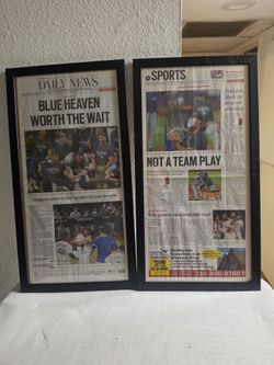 Framed LA Dodgers 2020 World Series Daily News Pages