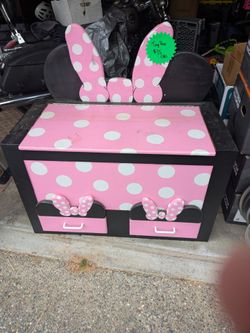 Handmade Minnie Mouse Wooden Toy Box