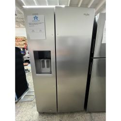 Whirlpool 28.7-cu ft Standard-Depth 36-in Wide Side-by-Side Refrigerator with Ice Maker, Water and Ice Dispenser (Fingerprint Resistant Stainless Fini