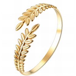 LEAVES" BRACELET, 18K GOLD PLATED STEEL