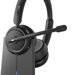 LEVN [2024 Version Wireless Headset with Mic for Work, Bluetooth Headset with Microphone 