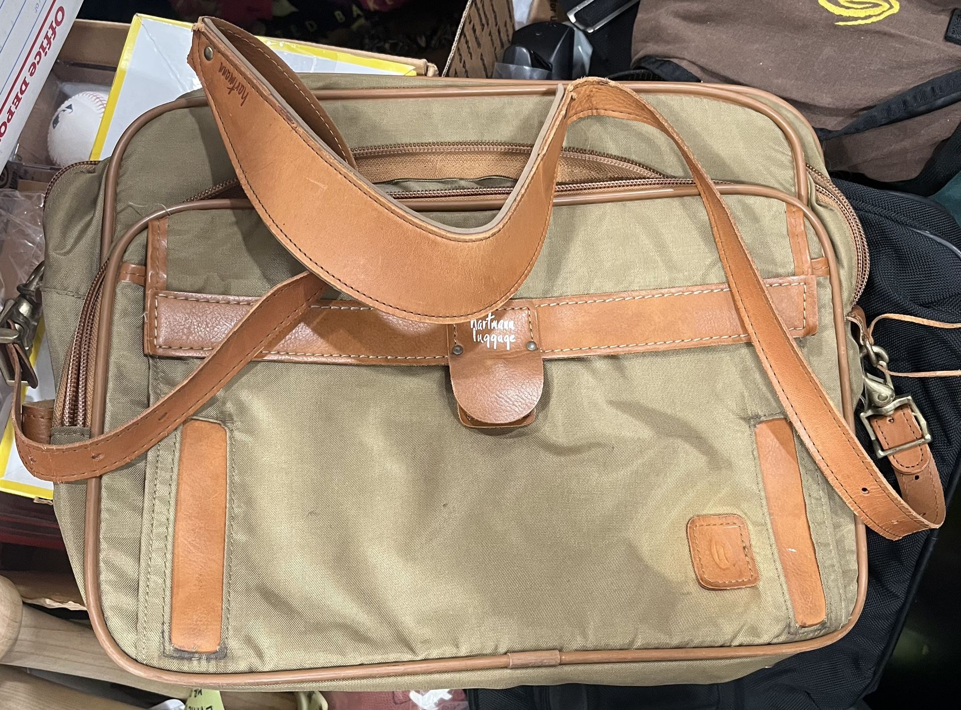 Vintage Hartmann Brown Luggage Messenger Bag Laptop Carry On Shoulder Strap