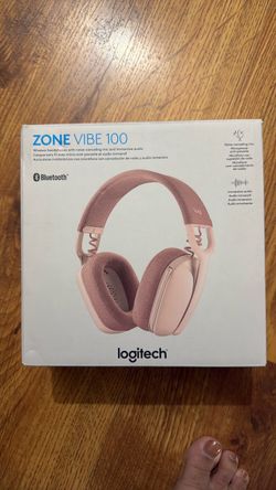Logitech Zone Vibe 100 Lightweight Wireless Over Ear Headphones - Rose Lightweight, over ear, multipoint Bluetooth, works with Teams, Google Meet, Zoo