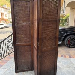 Restoration Hardware, Vintage, Mid-Century, Wood, And Rattan Room Divider