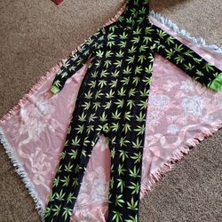 One Piece Hooded Marijuana Leaf Onies Outfit 